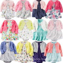 2PCS Autumn Long Sleeve Floral Baby Girls Rompers Dress Sets Princess Dresses Set Infant Clothing Baby Clothes Set for Girls